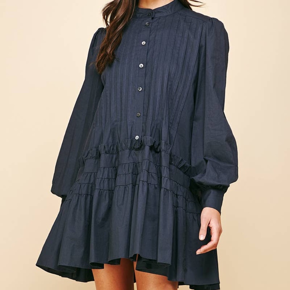Mandarin Collar Mini Dress